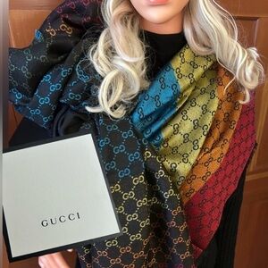 Authentic Gucci Ombré Multicolored Scarf.
(with dust bag and box)